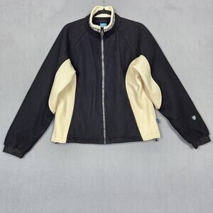 Alf Kuhl Bergan Wool Windbreaker Jacket Womens Large Black Cream Full Zip Canada